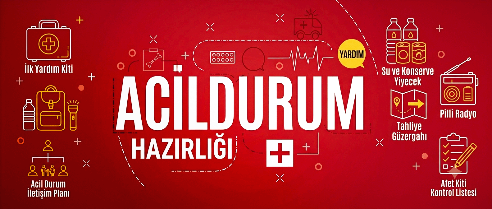 Acil durum hazırlığı, ilk yardım, tahliye ve afet kiti anlatımları